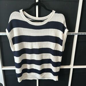 VGUC LOFT Sweater Striped Dolman Tank Size L Mavy Blue and White